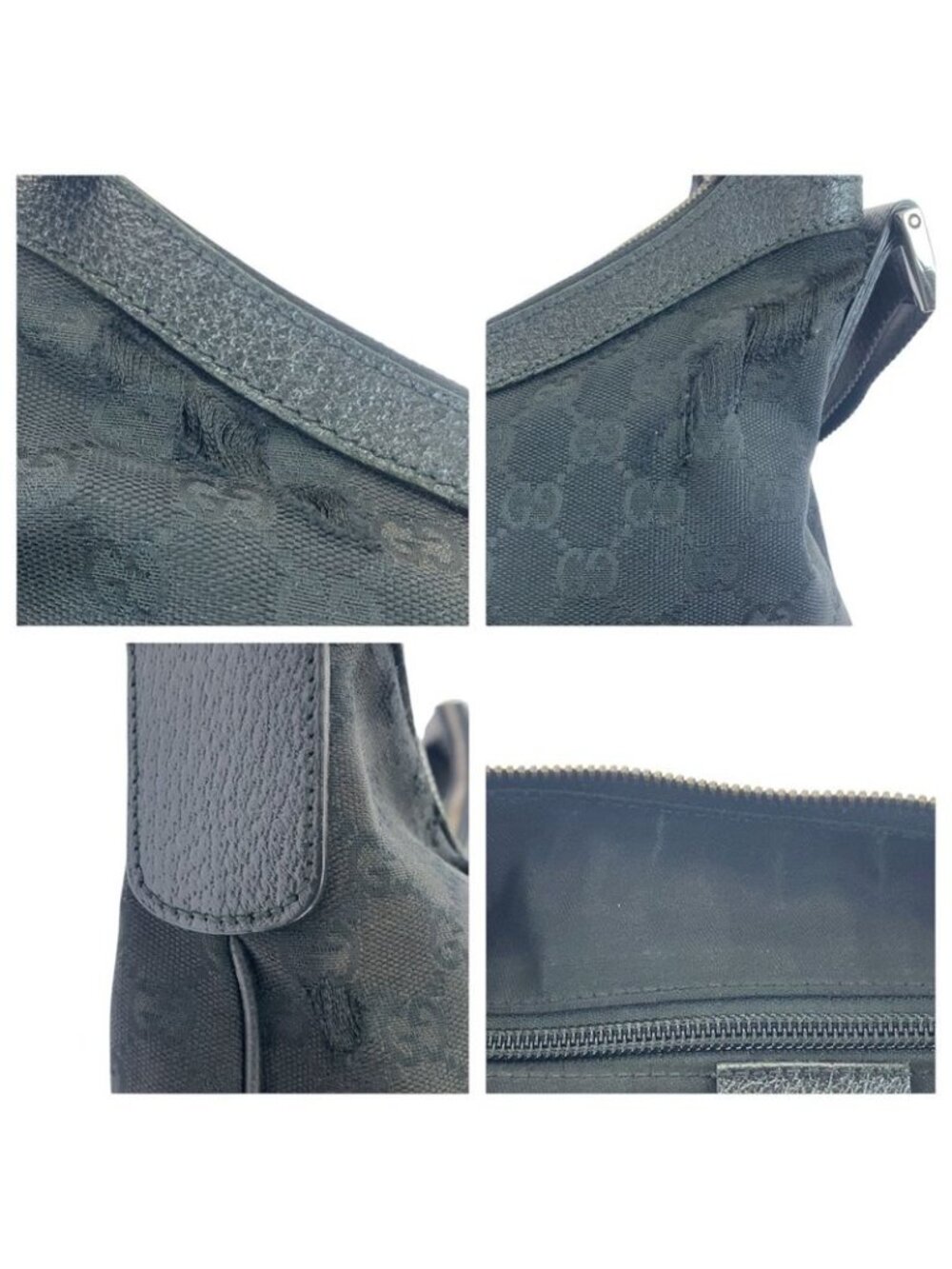 ★SOLD★ Gucci Black Silver GG Canvas Leather Crossbody Shoulder Bag - Picture 5 of 9